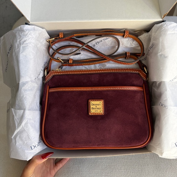 Dooney & Bourke Suede East West Pocket Crossbody in Wine - Picture 12 of 16
